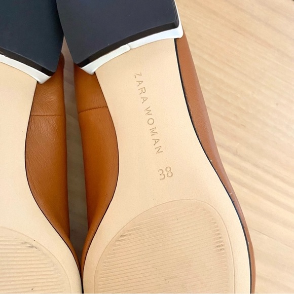 NEW Zara tan leather slingback pointed toe flats - Picture 9 of 9